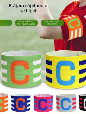 Brățară de căpitan din nylon pentru fotbal, cu Velcro, formă în C, antrenament personalizabil