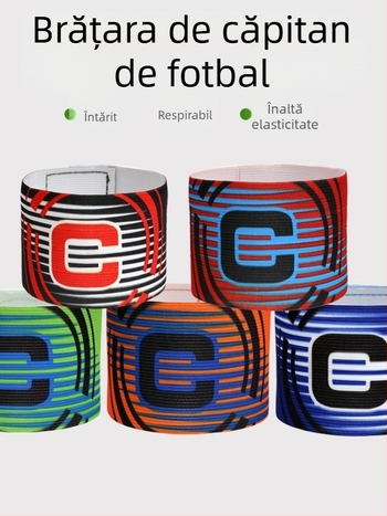 Brățară de căpitan din nylon pentru fotbal, cu Velcro, formă în C, antrenament personalizabil