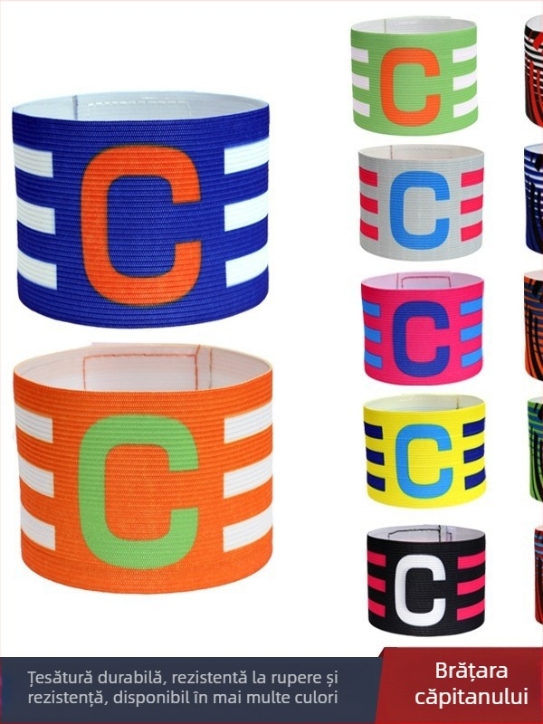 Brățară de căpitan din nylon pentru fotbal, cu Velcro, formă în C, antrenament personalizabil