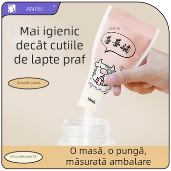 Saci/pungi pentru depozitarea și dozarea laptelui în plicuri, cu compartimente în cutie, portabile, sigilate pentru prospețime; brand Safety; greutate 0,11 kg; cod de bare 6921140831481