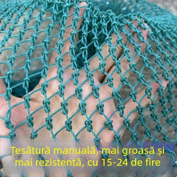 Năvod de pescuit lucrat manual, cu cap din oțel inoxidabil și inel dublu, rezistent la uzură, pentru prinderea peștilor și rațelor