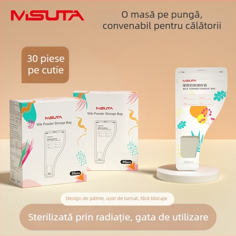 Pungă de depozitare a laptelui praf pentru bebeluși - de unică folosință, portabilă, sigilată, porții MISUTA MST9889 (vârsta 0-3 ani)