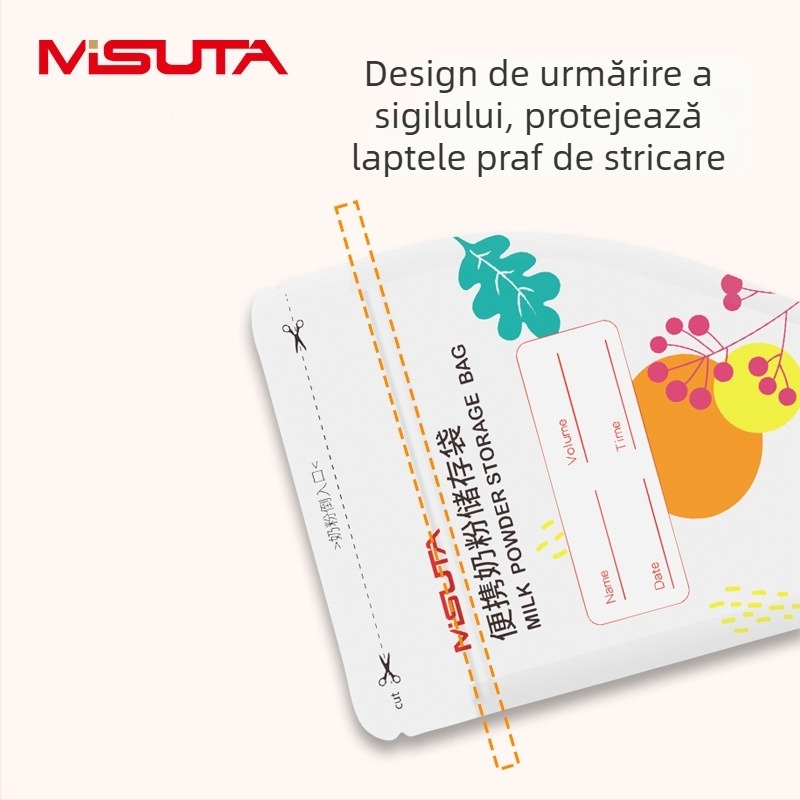 Pungă de depozitare a laptelui praf pentru bebeluși - de unică folosință, portabilă, sigilată, porții MISUTA MST9889 (vârsta 0-3 ani)