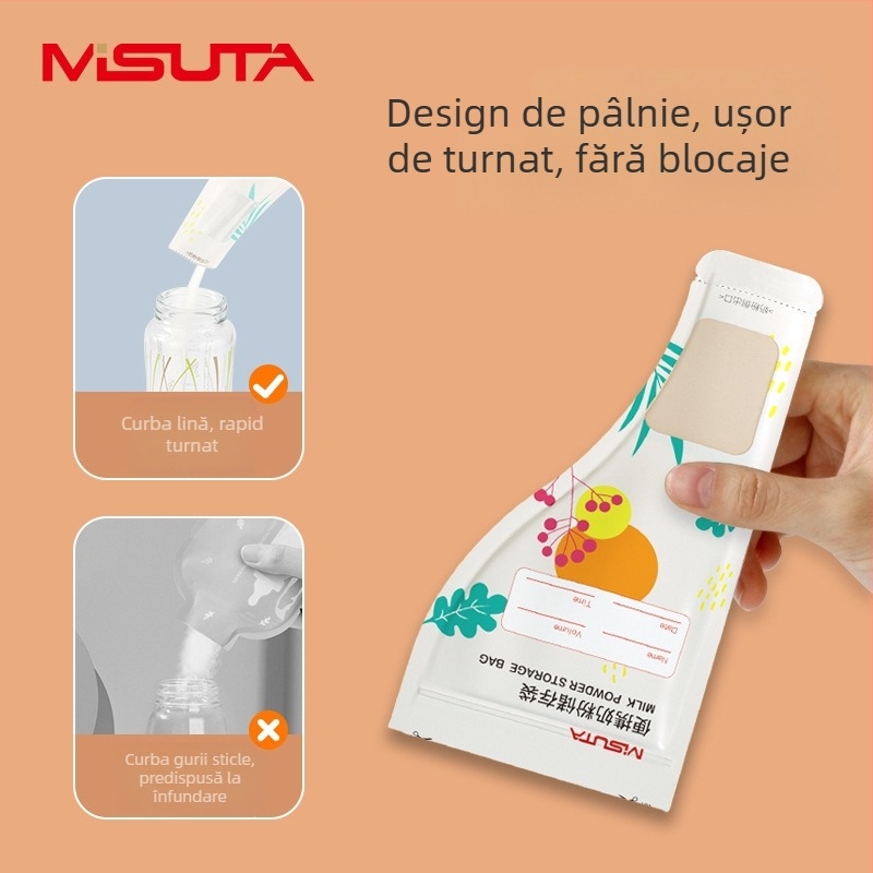 Pungă de depozitare a laptelui praf pentru bebeluși - de unică folosință, portabilă, sigilată, porții MISUTA MST9889 (vârsta 0-3 ani)
