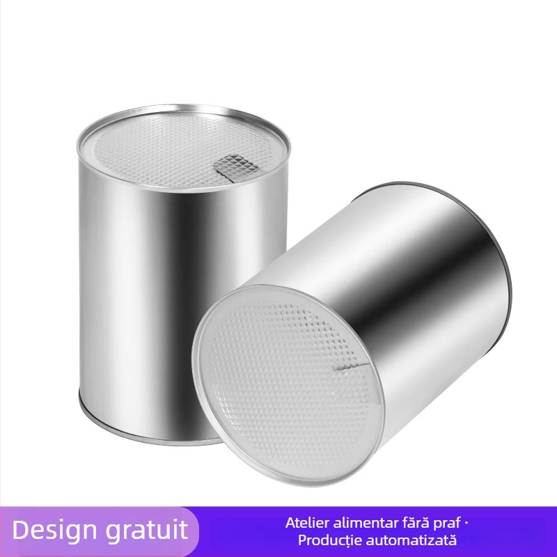 Cutie rotundă din tablă metalică pentru alimente, imprimare UV, capacitate 10000, logo imprimat