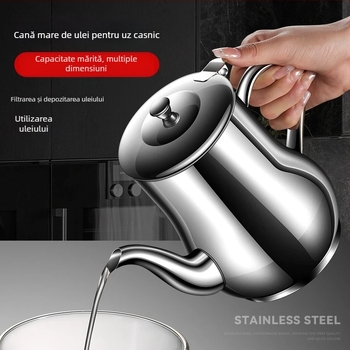 Vas de ulei din oțel inoxidabil de înaltă calitate, cu filtru încorporat și rezervor de depozitare, recipient pentru turnat ulei, capacitate mare pentru bucătării comerciale