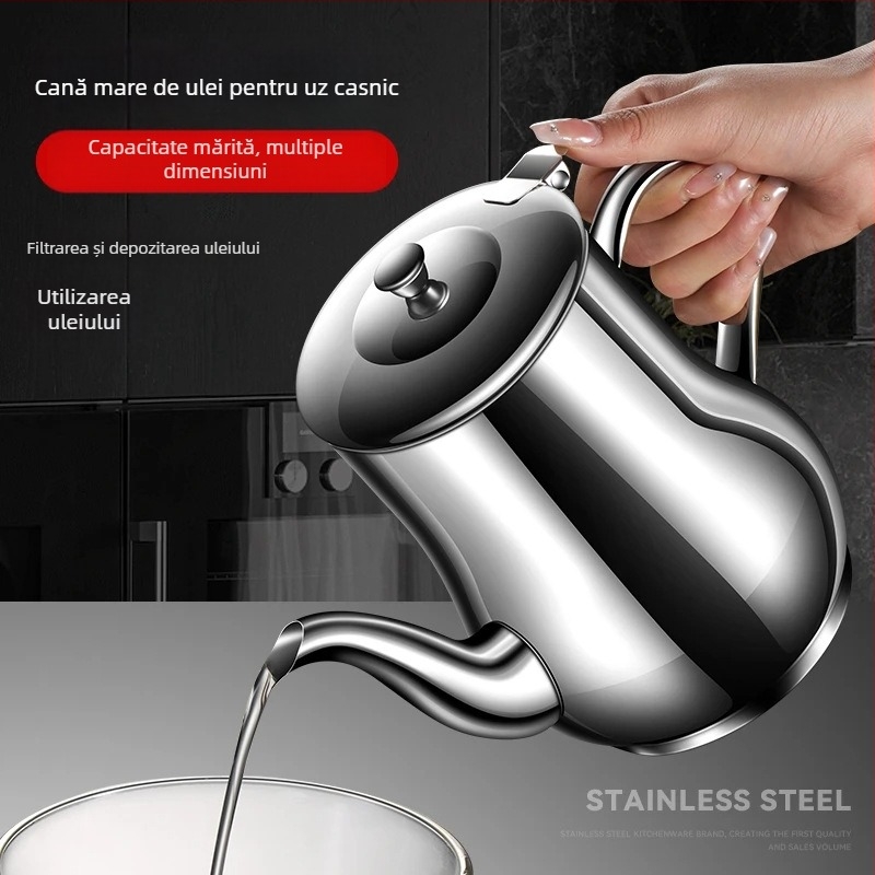 Vas de ulei din oțel inoxidabil de înaltă calitate, cu filtru încorporat și rezervor de depozitare, recipient pentru turnat ulei, capacitate mare pentru bucătării comerciale