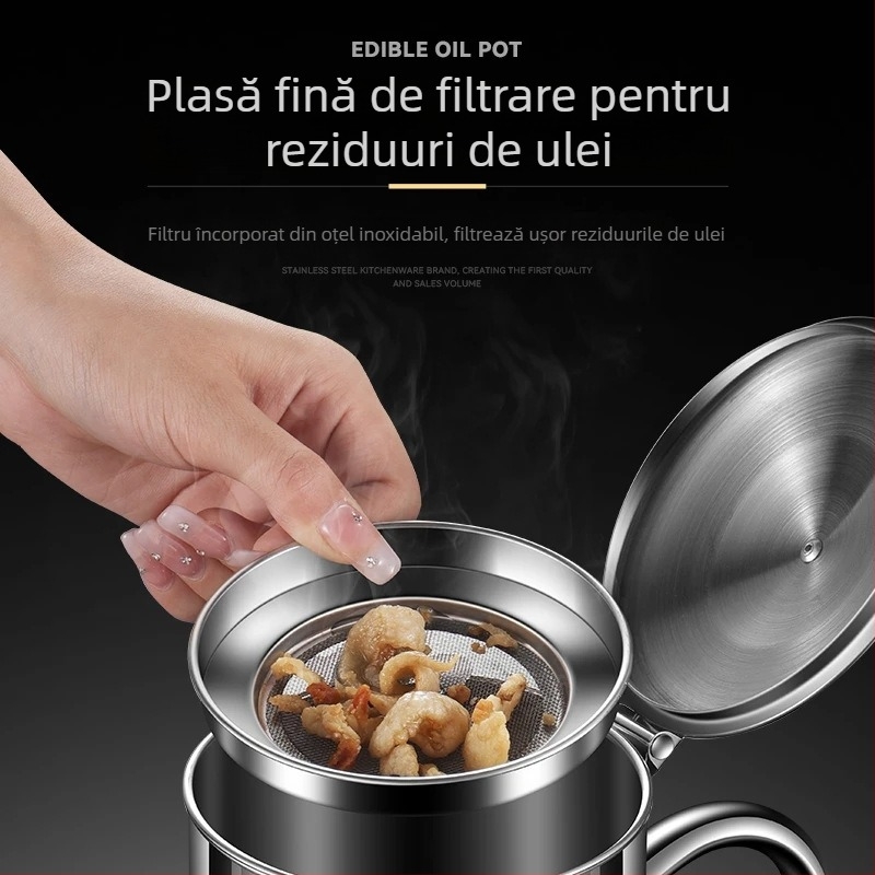 Vas de ulei din oțel inoxidabil de înaltă calitate, cu filtru încorporat și rezervor de depozitare, recipient pentru turnat ulei, capacitate mare pentru bucătării comerciale