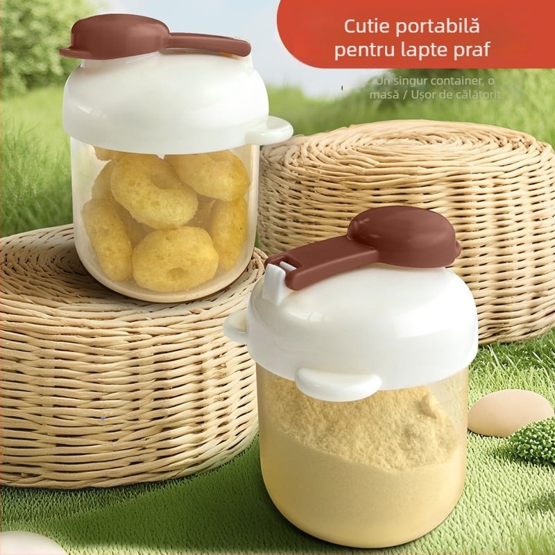 Xinbaole Cutie PPSU pentru lapte praf pentru bebeluși – portabilă, compartiment unic pentru o masă, materiale PPSU/PP, stil desenat proaspăt și drăguț, pentru bebeluși peste 3 luni, 1 bucată