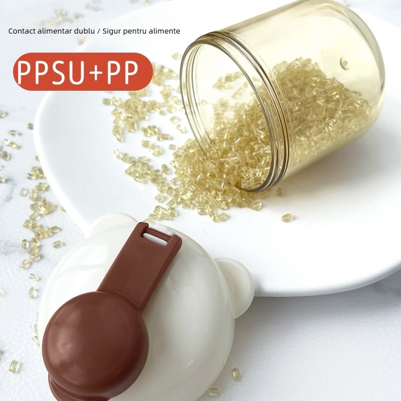 Xinbaole Cutie PPSU pentru lapte praf pentru bebeluși – portabilă, compartiment unic pentru o masă, materiale PPSU/PP, stil desenat proaspăt și drăguț, pentru bebeluși peste 3 luni, 1 bucată