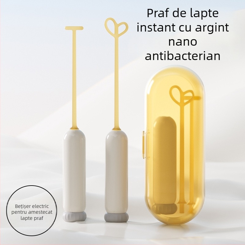 Amestecător electric pentru pudră de lapte pentru sugari, cu capete duble, cutie de depozitare, baterie, material PP antibacterian (99.9%)