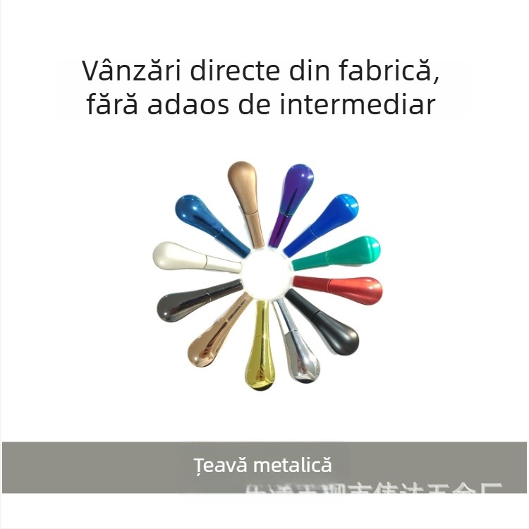 Țeavă din aliaj de zinc, corp metalic cu lingură portabilă detașabilă, în nuanțe colorate