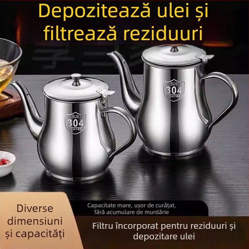 Recipientul din oțel inoxidabil pentru filtrarea uleiului, uz casnic, fără picurare, pentru sos de soia și oțet