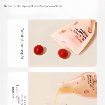 Pungi de depozitare a laptelui matern, de unica folosință, portabile și sigilate pentru deplasări; capacitate 60 g, material PET/PE cu cerneală de imprimare; pachet de 30 bucăți