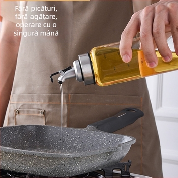 Set de patru sticle din sticlă pentru condimente: sos de soia, ulei de susan, oțet și vin