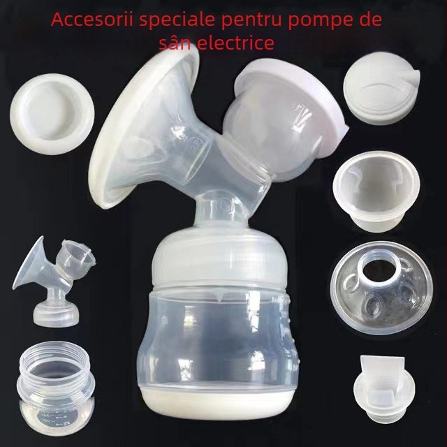 Set de accesorii pentru pompa de sân electrică, cu diafragmă din silicon, valvă duckbill, ansamblu tri-cale, horn cover și dust cover pentru sticla de lapte.