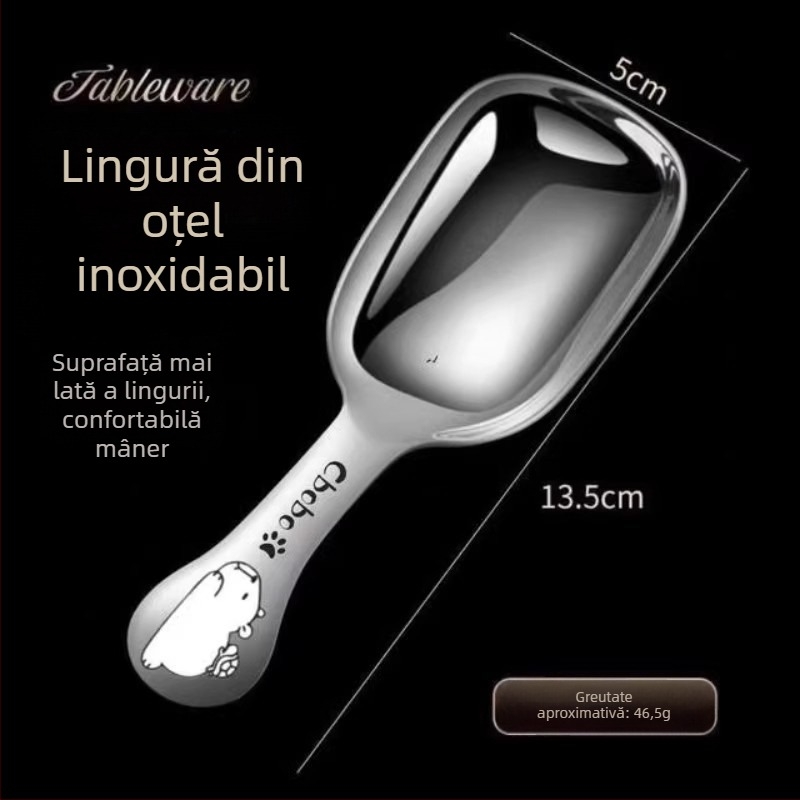 Linguriță din oțel inoxidabil pentru ceai și cafea, stil modern minimalist, finisaj lustruit cu apă, calitate de primă clasă