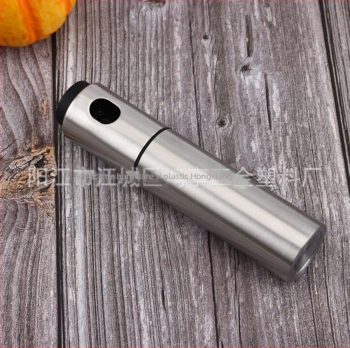Sticlă spray pentru ulei din oțel inoxidabil, tip spray, cu deschidere și închidere automate, design modern minimalist, cu logo imprimat