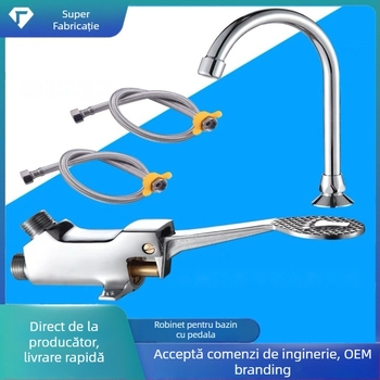 Robinet pedalat pentru chiuvetă, corp din cupru, pentru laboratoare; spălare instantanee; presiune 1,2 MPa