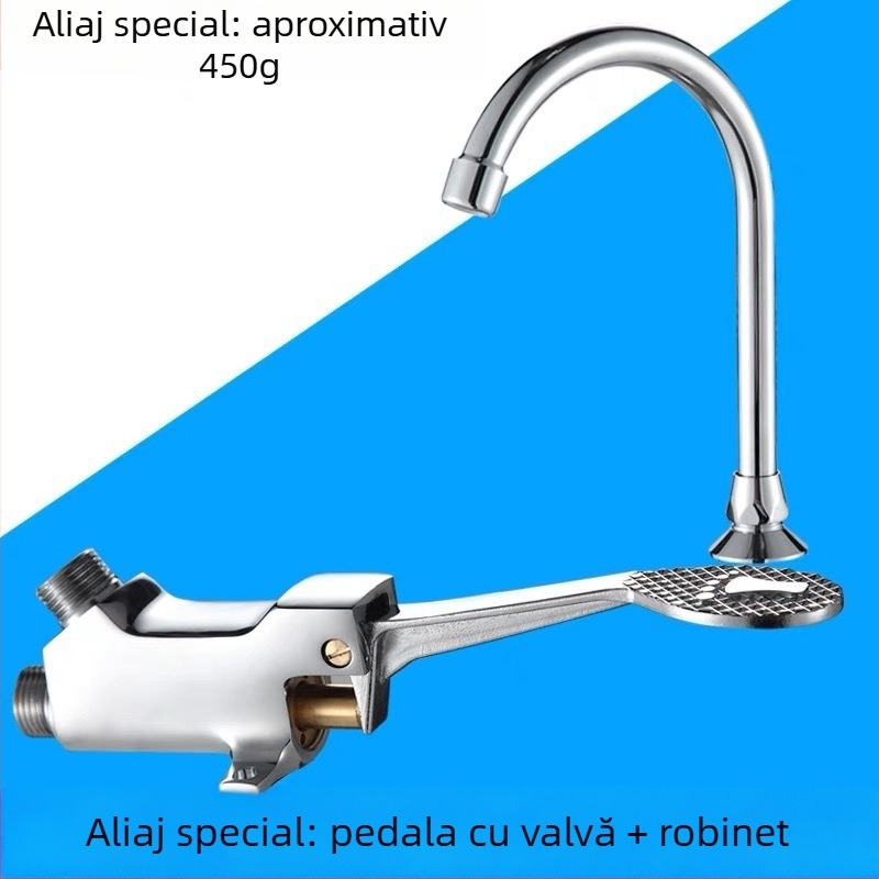 Robinet pedalat pentru chiuvetă, corp din cupru, pentru laboratoare; spălare instantanee; presiune 1,2 MPa