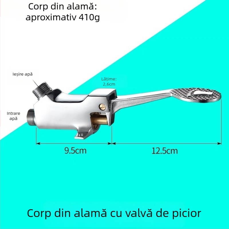 Robinet pedalat pentru chiuvetă, corp din cupru, pentru laboratoare; spălare instantanee; presiune 1,2 MPa
