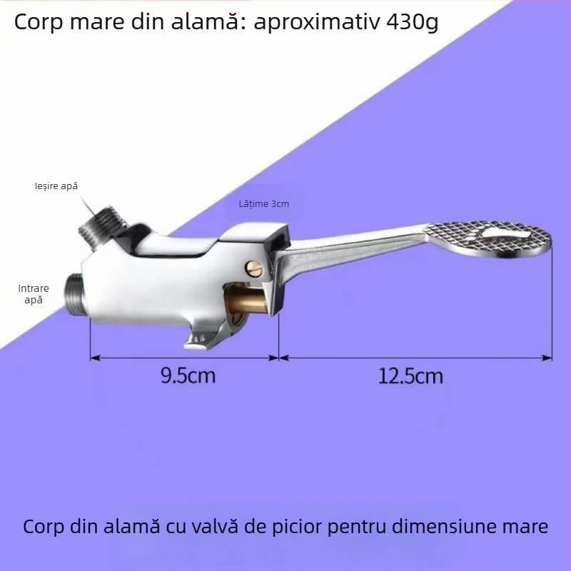 Robinet pedalat pentru chiuvetă, corp din cupru, pentru laboratoare; spălare instantanee; presiune 1,2 MPa