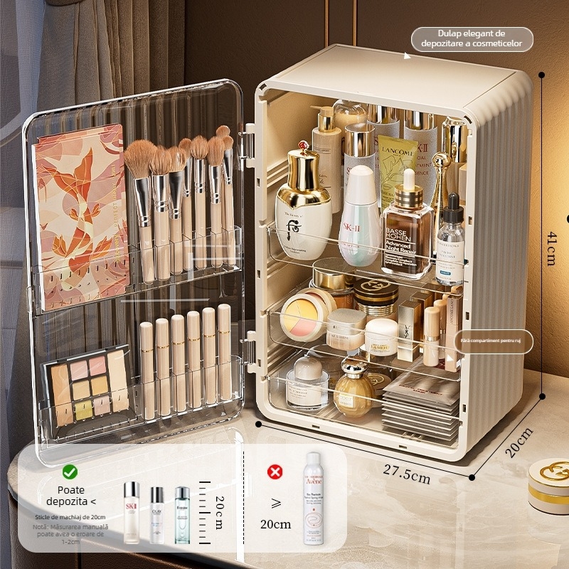 Cutie de depozitare pentru cosmetice în stil lux ușor, protecție împotriva prafului pentru masă de machiaj, organizator de birou cu sertare, capacitate 3-5 L
