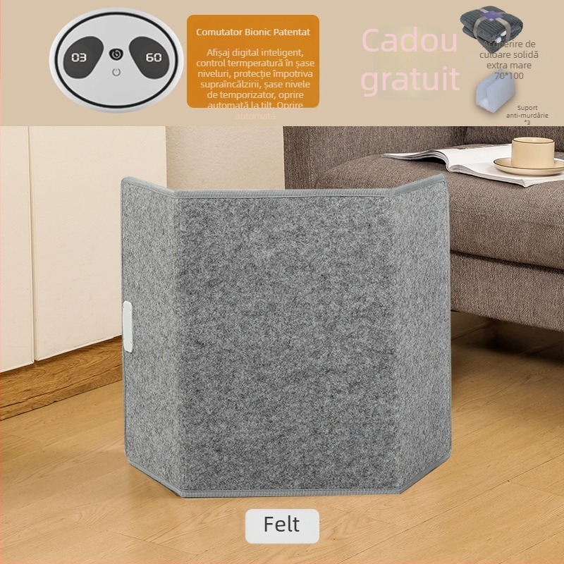 Încălzitor de picioare pentru birou, încălzire prin priză, control mecanic cu telecomandă, compatibil universal