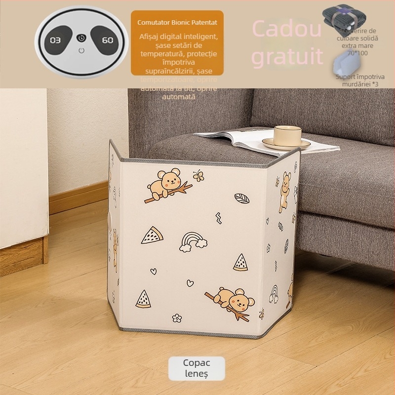 Încălzitor de picioare pentru birou, încălzire prin priză, control mecanic cu telecomandă, compatibil universal