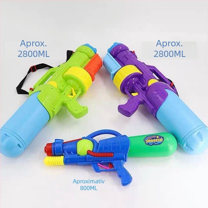 Puști de apă pentru copii — plastic, capacitate 2800 ml, ambalaj PP, potrivit pentru copii 7–14 ani