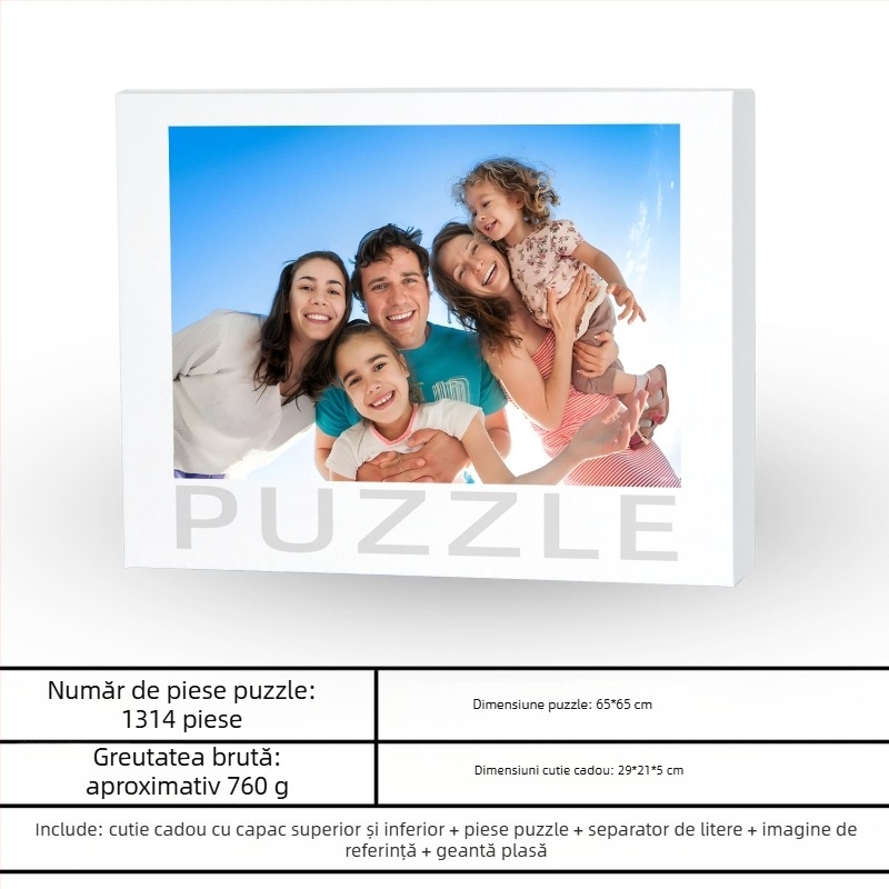 Puzzle plat din lemn — Personalizabil 500/1000 piese, DIY cu desene personalizate