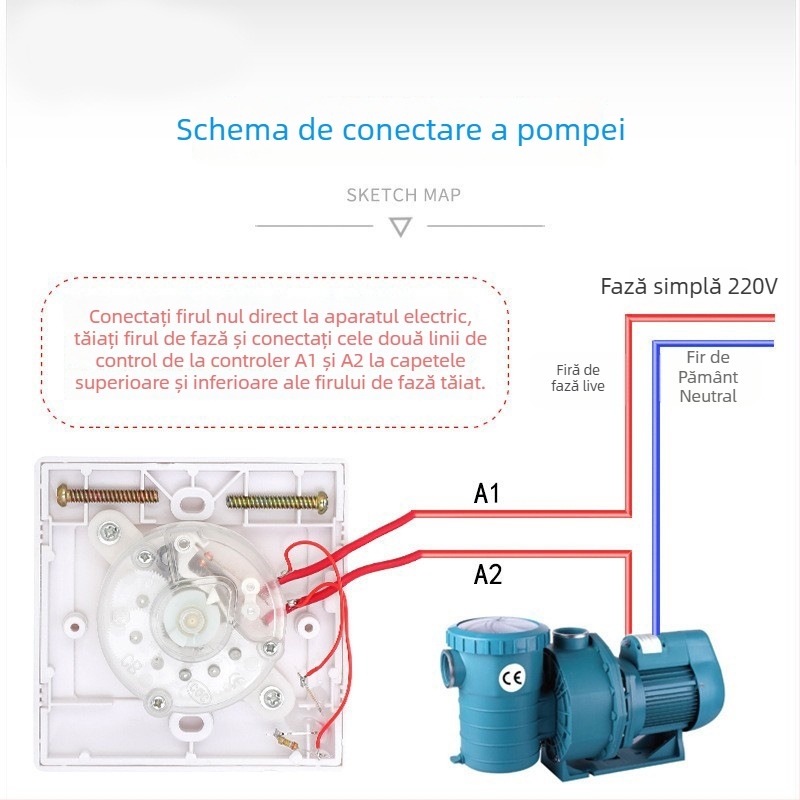 Timer mecanic de 60 minute pentru pompă de apă, 220V, montaj tip 86