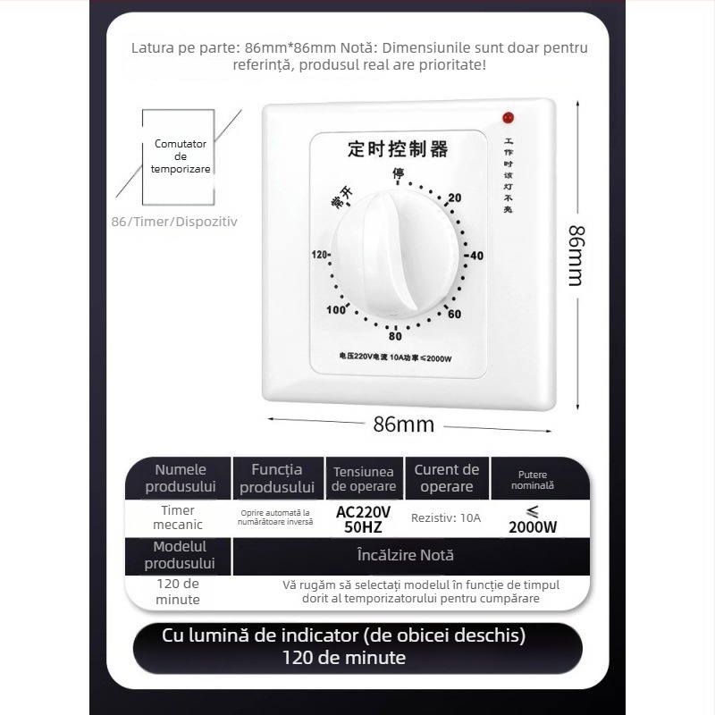 Timer mecanic de 60 minute pentru pompă de apă, 220V, montaj tip 86