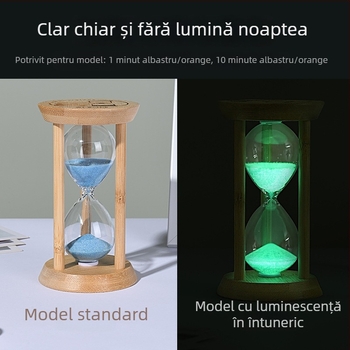 Clepsidră luminoasă pentru copii, anti-cadere, sticlă borosilicată suflată, 3/5/10/30 minute, ornament cu nisip lichid