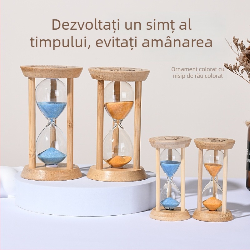 Clepsidră luminoasă pentru copii, anti-cadere, sticlă borosilicată suflată, 3/5/10/30 minute, ornament cu nisip lichid