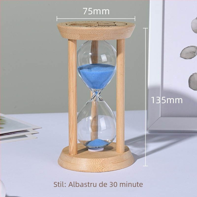 Clepsidră luminoasă pentru copii, anti-cadere, sticlă borosilicată suflată, 3/5/10/30 minute, ornament cu nisip lichid