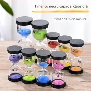 Clepsidră de sticlă, realizată manual, 30 de minute, set decorativ pentru birou