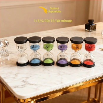 Clepsidră de sticlă, realizată manual, 30 de minute, set decorativ pentru birou
