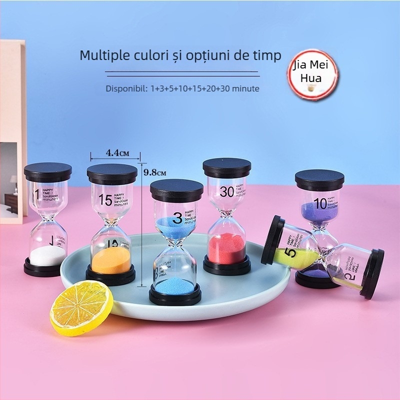 Clepsidră de sticlă, realizată manual, 30 de minute, set decorativ pentru birou