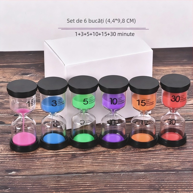 Clepsidră de sticlă, realizată manual, 30 de minute, set decorativ pentru birou