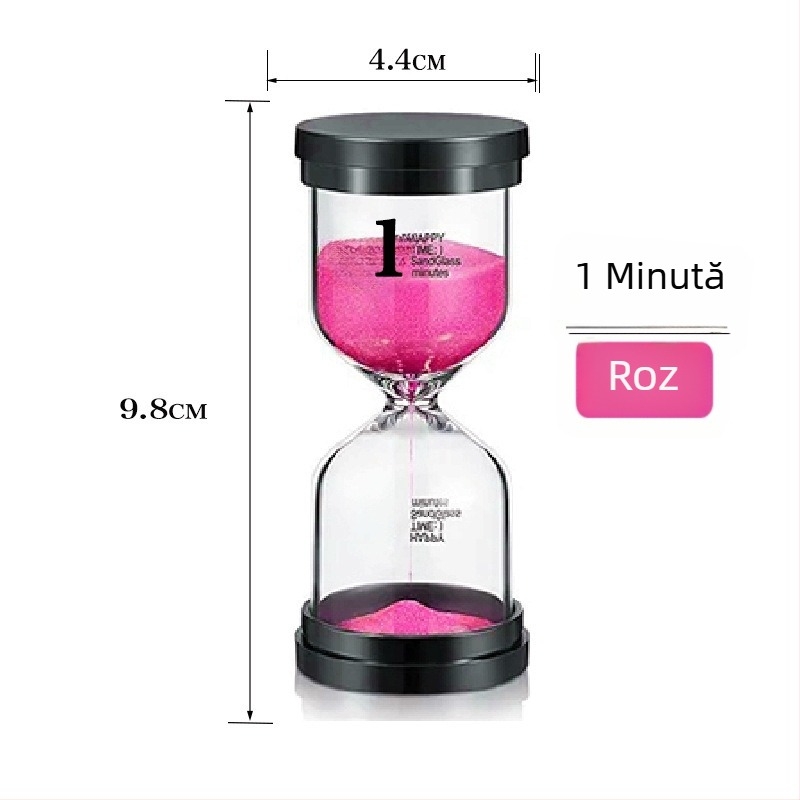 Clepsidră de sticlă, realizată manual, 30 de minute, set decorativ pentru birou