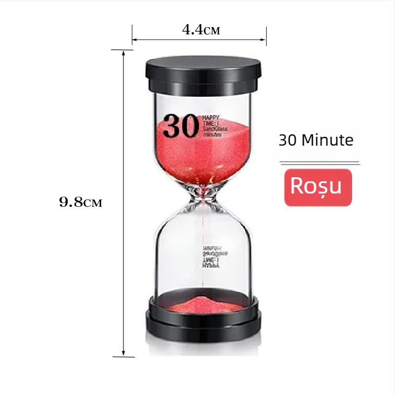 Clepsidră de sticlă, realizată manual, 30 de minute, set decorativ pentru birou