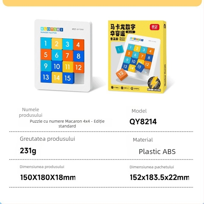 Puzle magnetic Huarong Road pentru copii – plastic, puzzle glisant magnetic, vârsta 7–14 ani, configurații 8/15/24/35/48, antrenament pentru răbdare