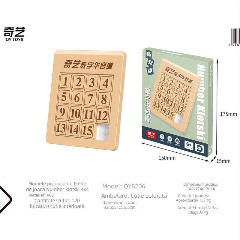 Puzle magnetic Huarong Road pentru copii – plastic, puzzle glisant magnetic, vârsta 7–14 ani, configurații 8/15/24/35/48, antrenament pentru răbdare