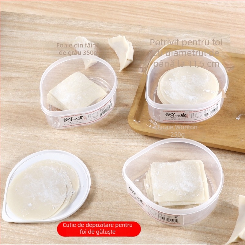 Cutie transparentă de depozitare pentru foi de gyoza, uz casnic, plastic alimentar, cu capac