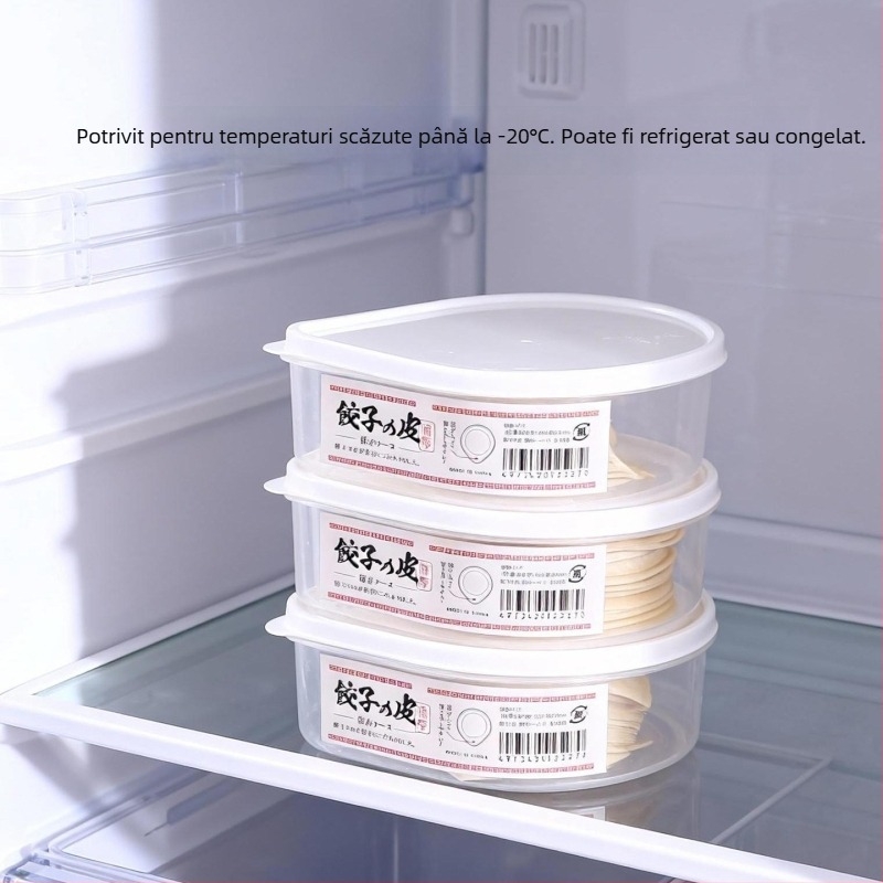 Cutie transparentă de depozitare pentru foi de gyoza, uz casnic, plastic alimentar, cu capac