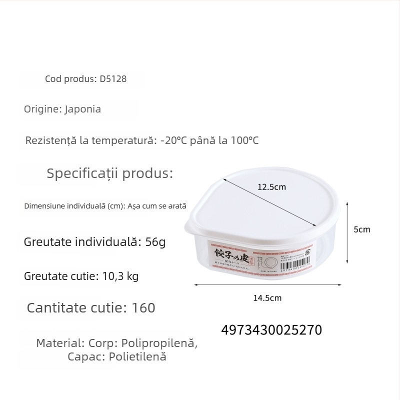 Cutie transparentă de depozitare pentru foi de gyoza, uz casnic, plastic alimentar, cu capac