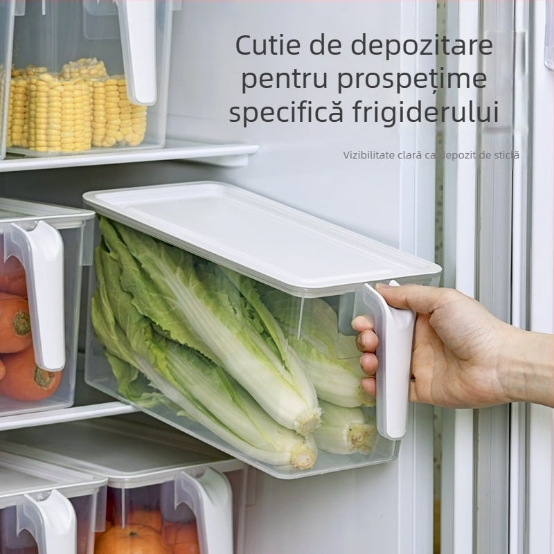 Cutie de depozitare pentru frigider – plastic alimentar, păstrarea prospețimii, depozitare pentru ouă și legume, potrivită pentru congelare