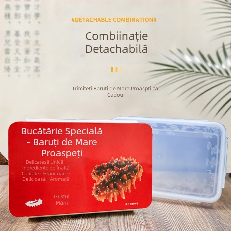 Cutie de ambalaj pentru castravetele de mare – portabilă, păstrează prospețimea, sigilare etanșă – plastic alimentar, imprimare logo