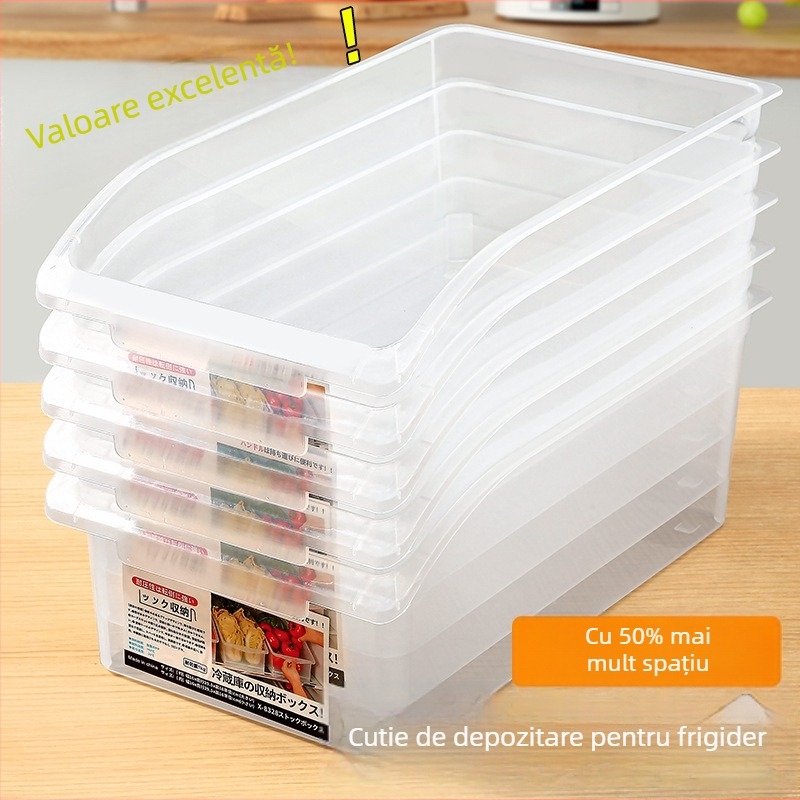 Cutie de depozitare în frigider pentru fructe și legume — din plastic, sigură pentru alimente, design simplu și modern
